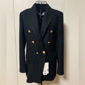 BNWT Zara Black Double-Breasted Women's Blazer Sz S